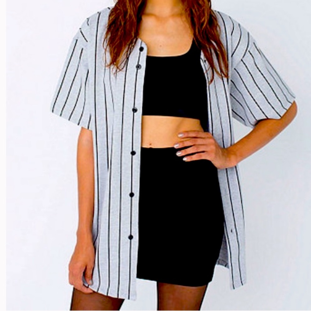 Thick Knit Baseball Button-up x American Apparel